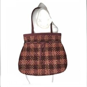VERA BRADLEY Tweed and Suede Cinch Handbag